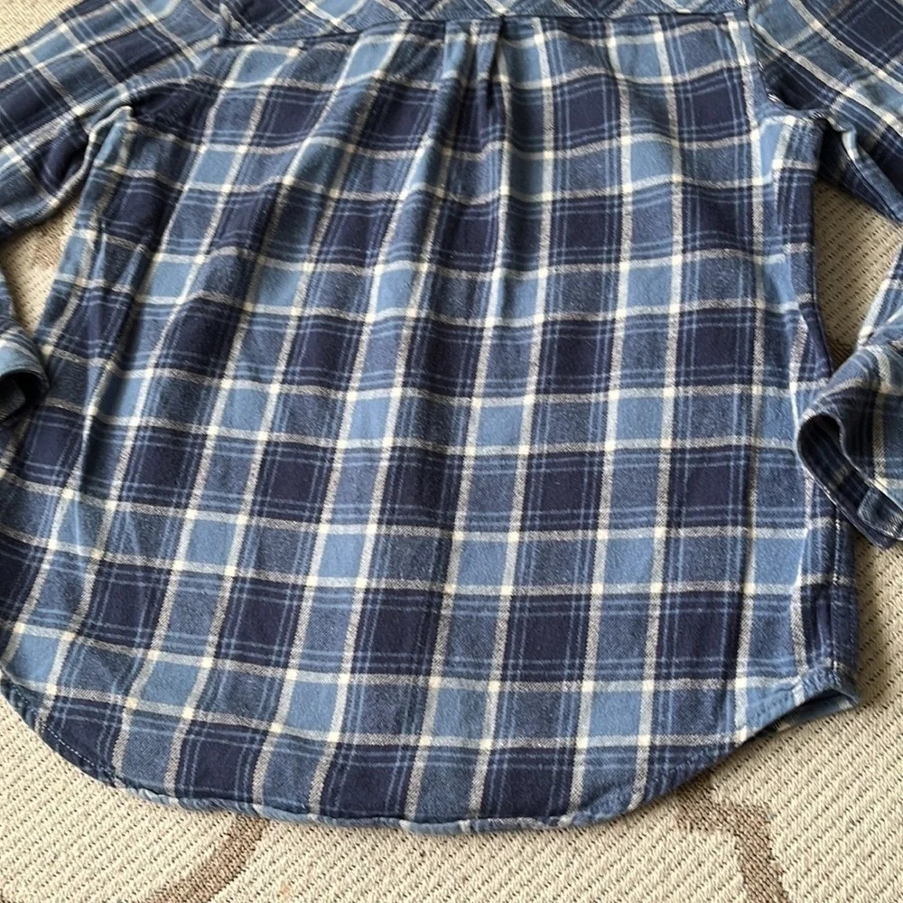 Hanna Andersson blue plaid button down long sleeve shirt, size 120cm - Picture 12 of 12